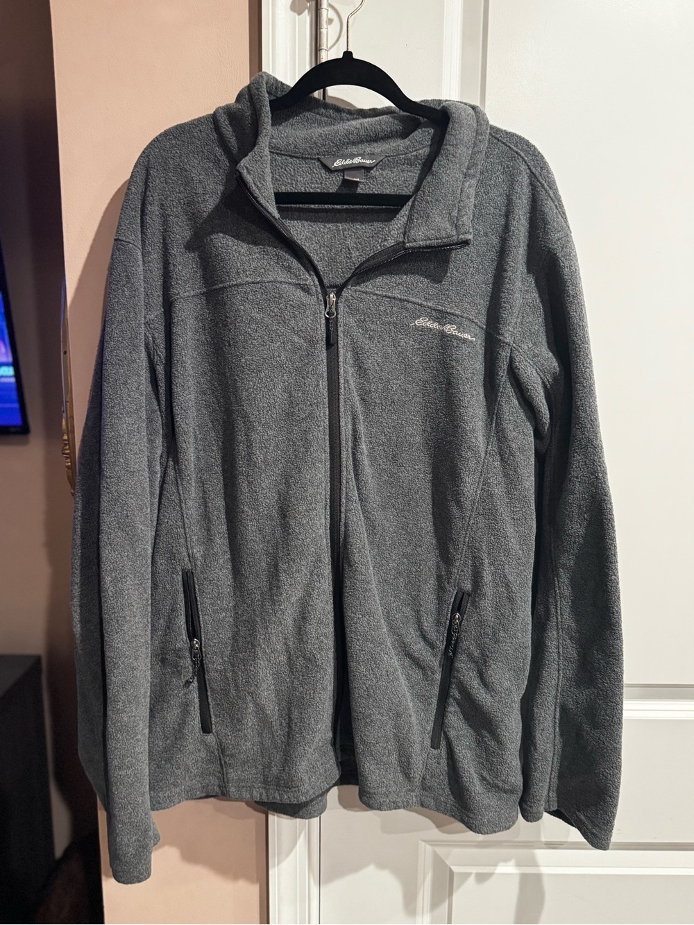 Eddie Bauer Dark Gray Hooded Fleece Jacket
